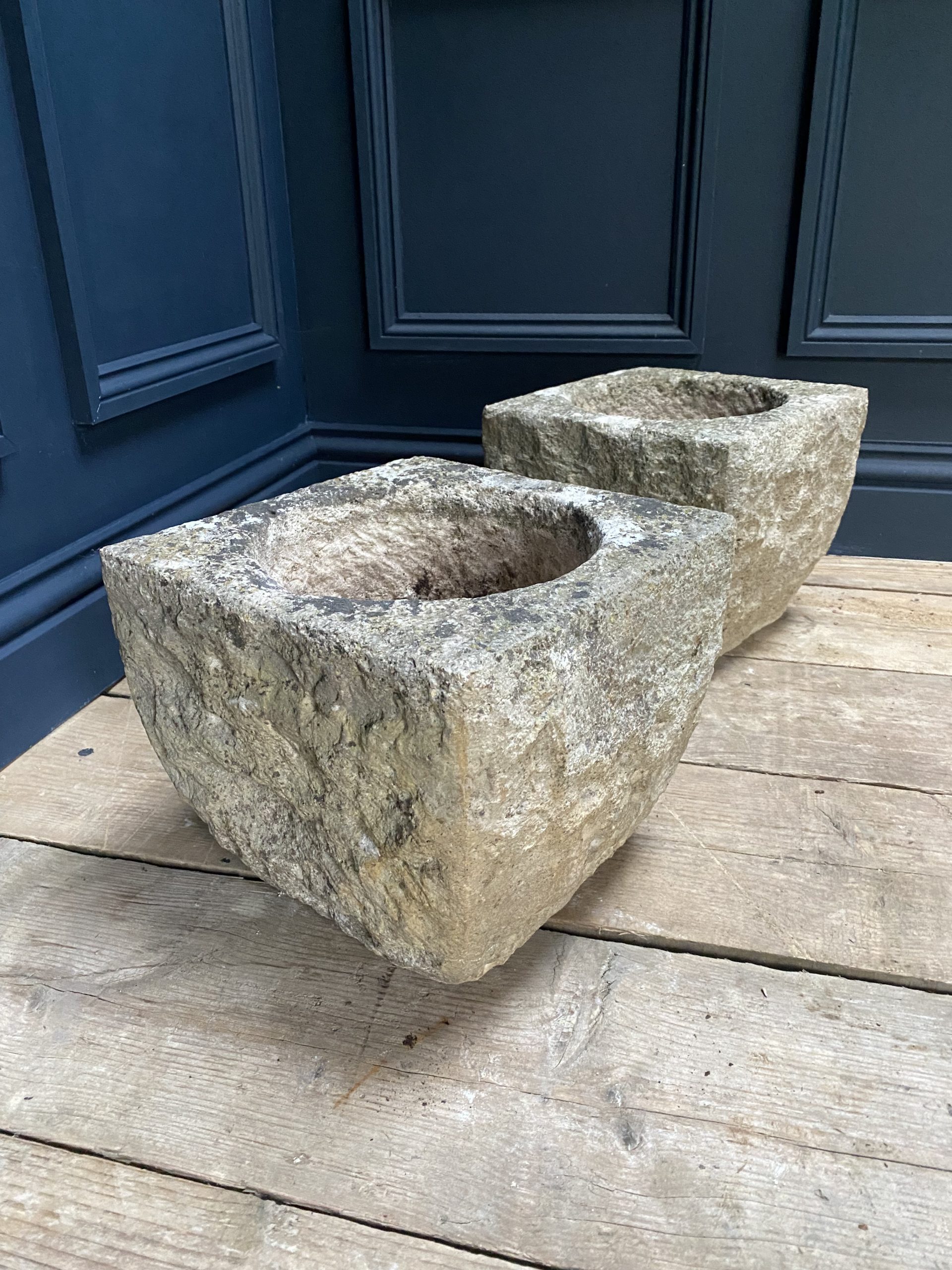 Pair of Natural Stone Planters Disquarded